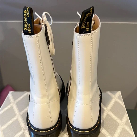 Dr. Martens Off-White Leather Combat Boots - Picture 4 of 8